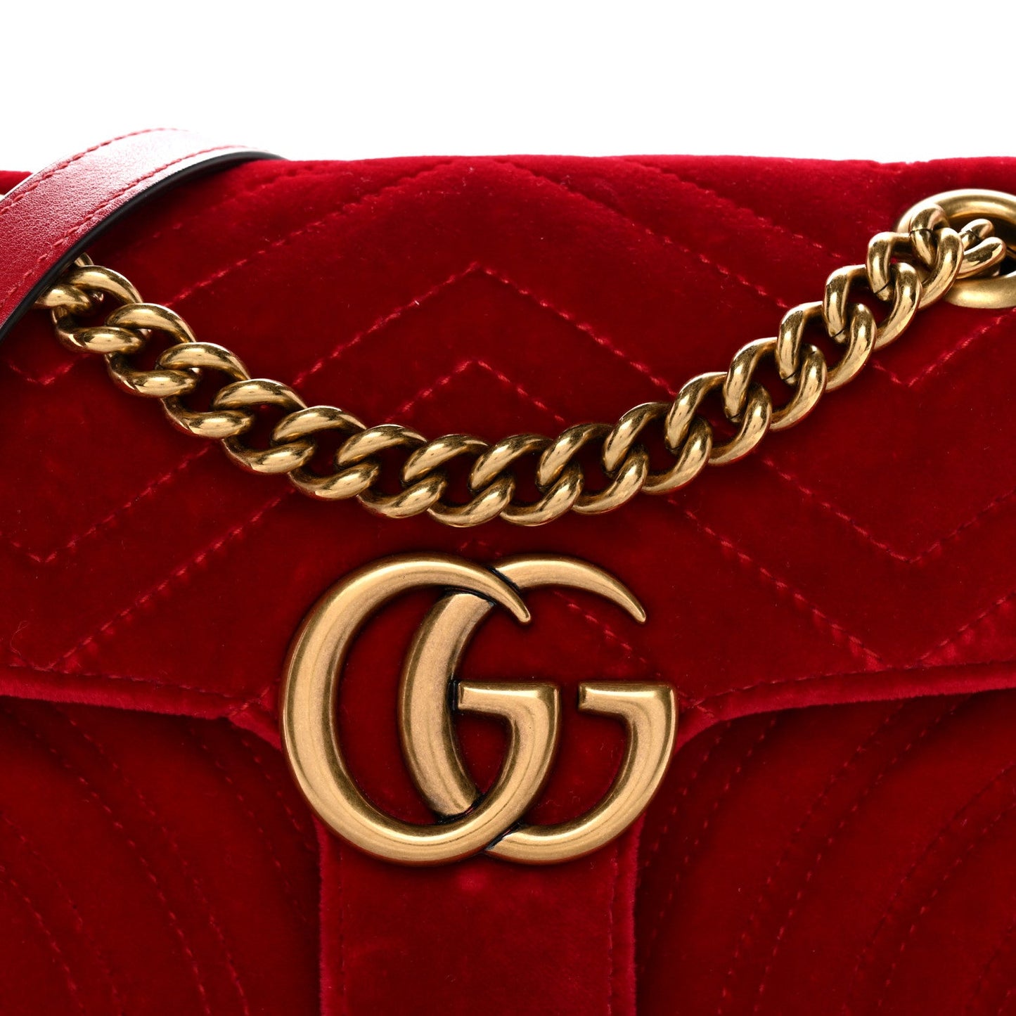 Velvet Matelasse Mini GG Marmont Shoulder Bag Hibiscus Red