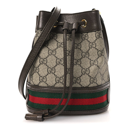 GG Supreme Monogram Web Mini Ophidia Bucket Bag Brown