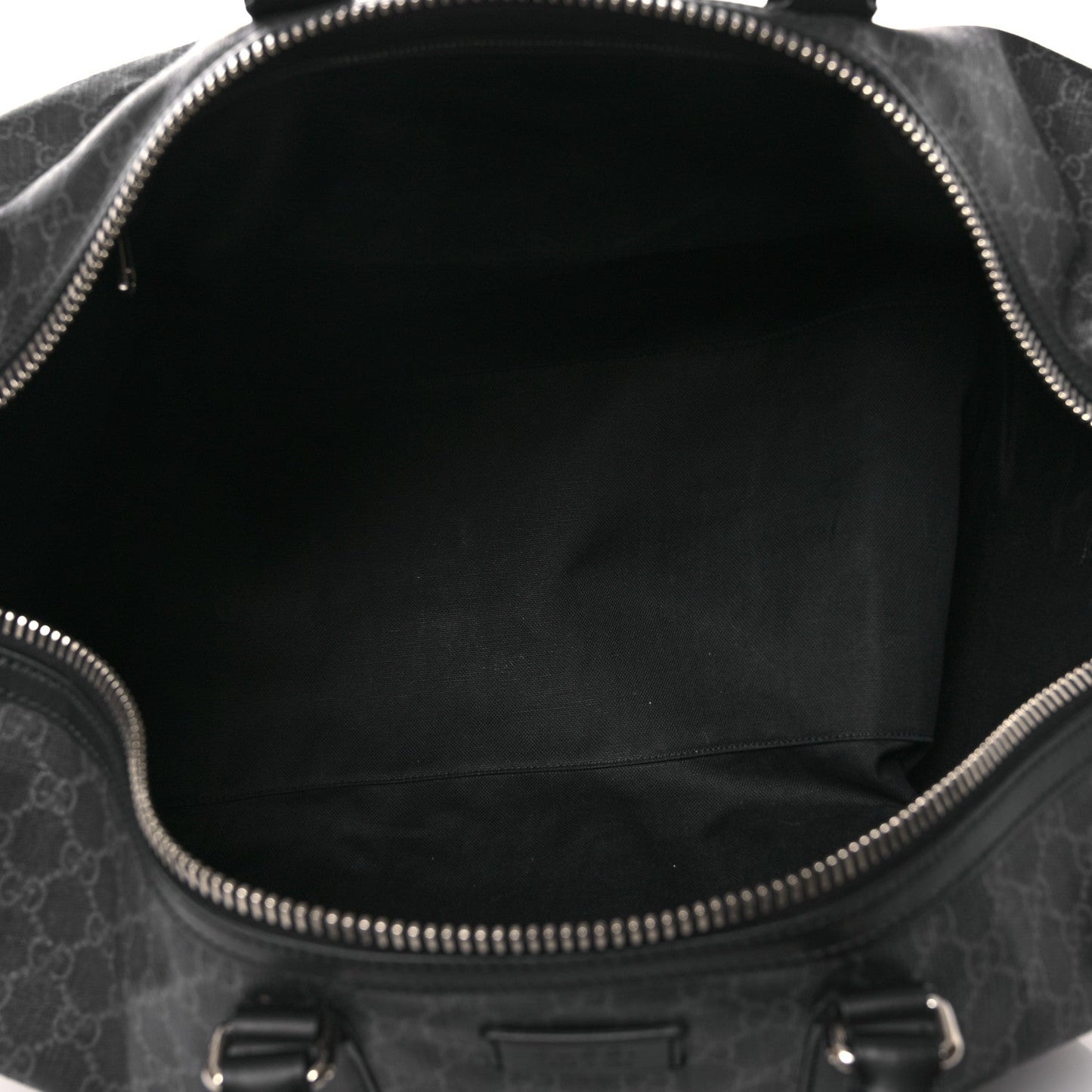 Soft GG Supreme Monogram Appia Calfskin Web Large Carry On Duffle Bag Black Grey