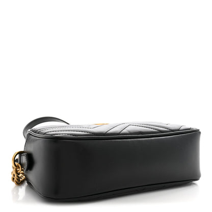 Calfskin Matelasse Small GG Marmont Chain Shoulder Bag Black