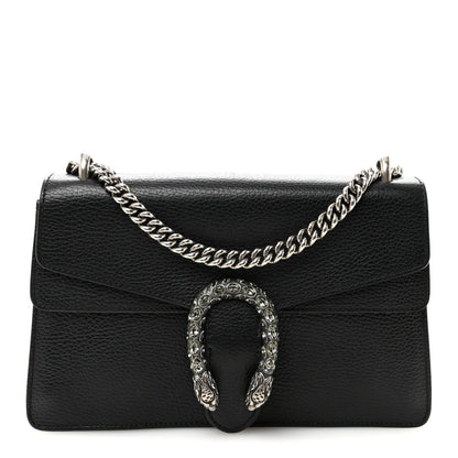 Pebbled Calfskin Small Dionysus Shoulder Bag Black