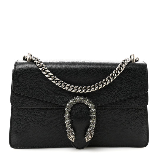 Pebbled Calfskin Small Dionysus Shoulder Bag Black
