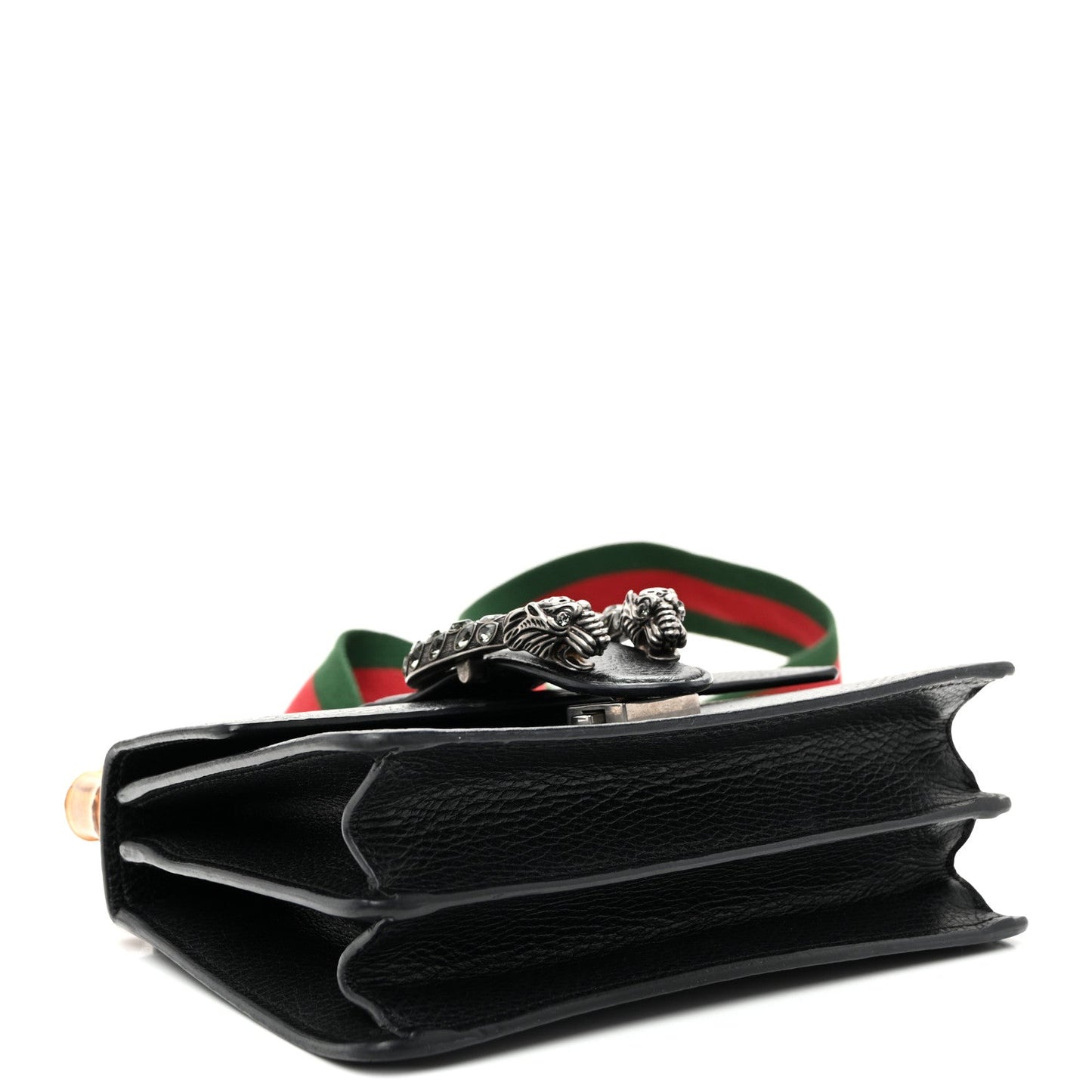 Dollar Calfskin Crystal Web Mini Dionysus Bamboo Top Handle Bag Black Black Diamond