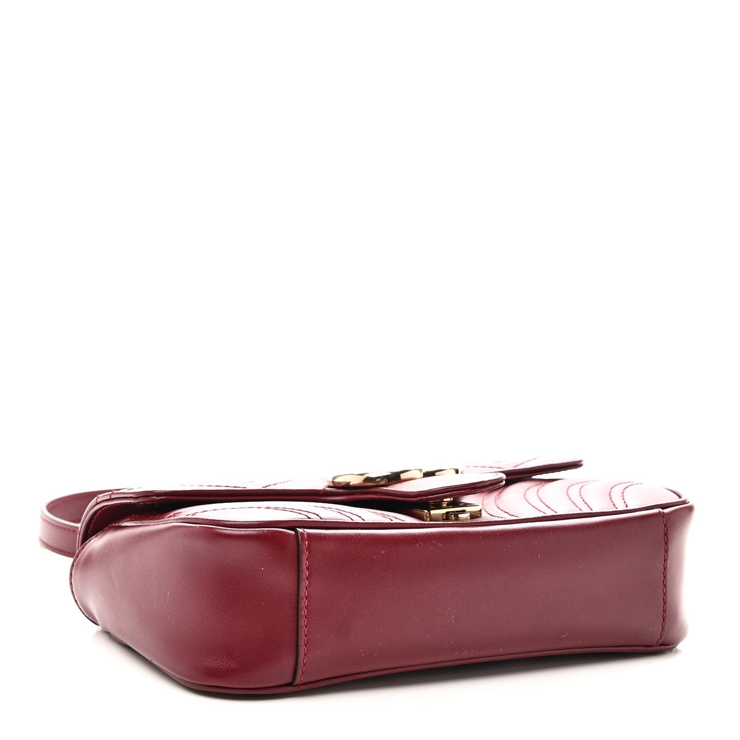 Calfskin Matelasse Mini GG Marmont Shoulder Bag Rosso Ancora
