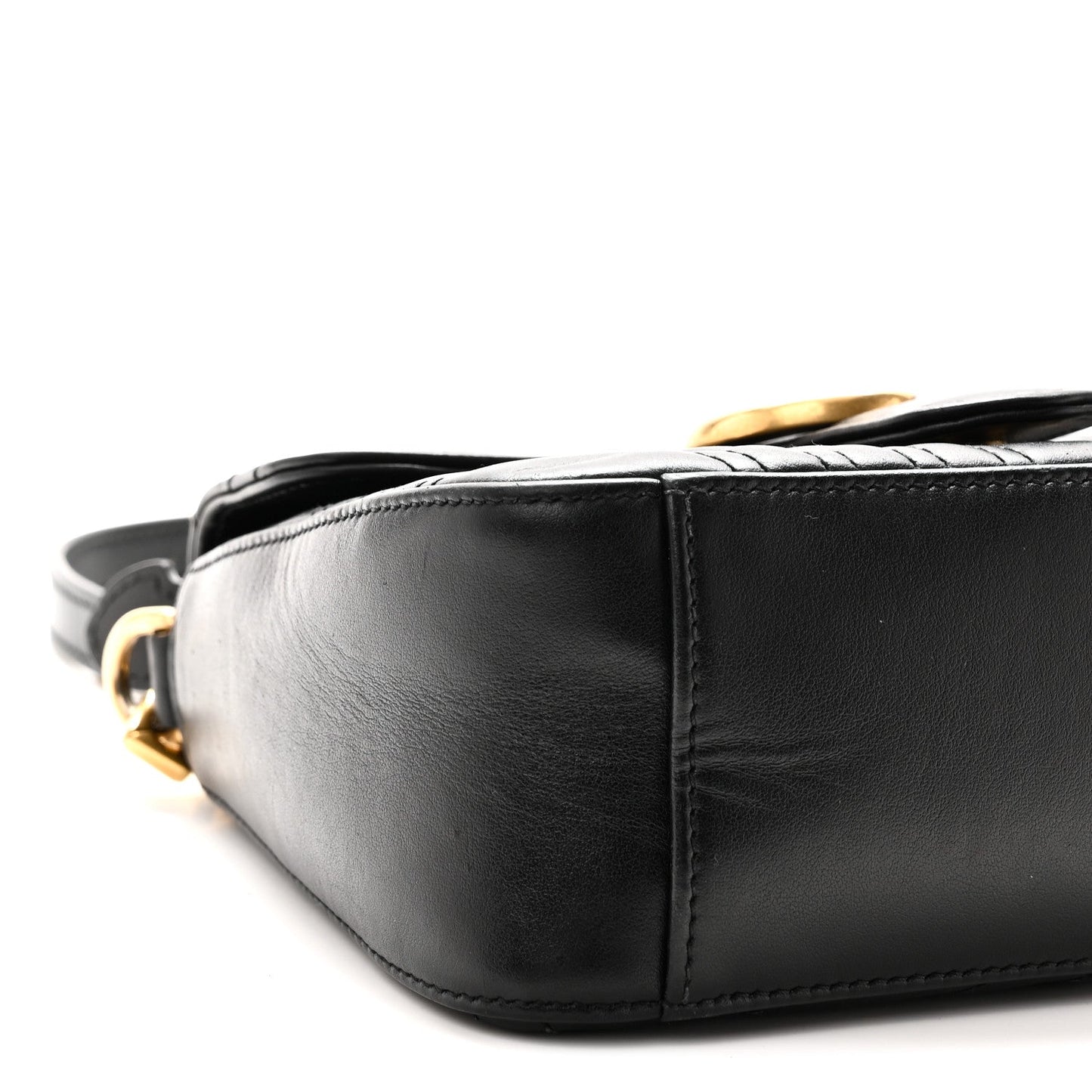 Calfskin Matelasse Mini GG Marmont Top Handle Shoulder Bag Black