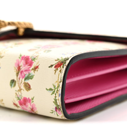 Calfskin Floral Print Mini Dionysus Chain Wallet Ivory Pink