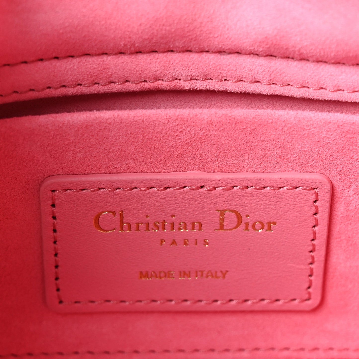 Lambskin Cannage Mini Lady D-Joy Fraise