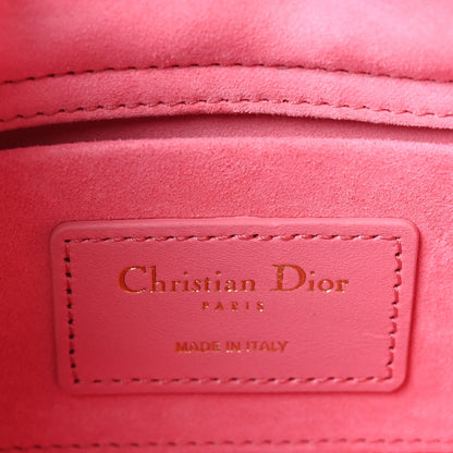 Lambskin Cannage Mini Lady D-Joy Fraise