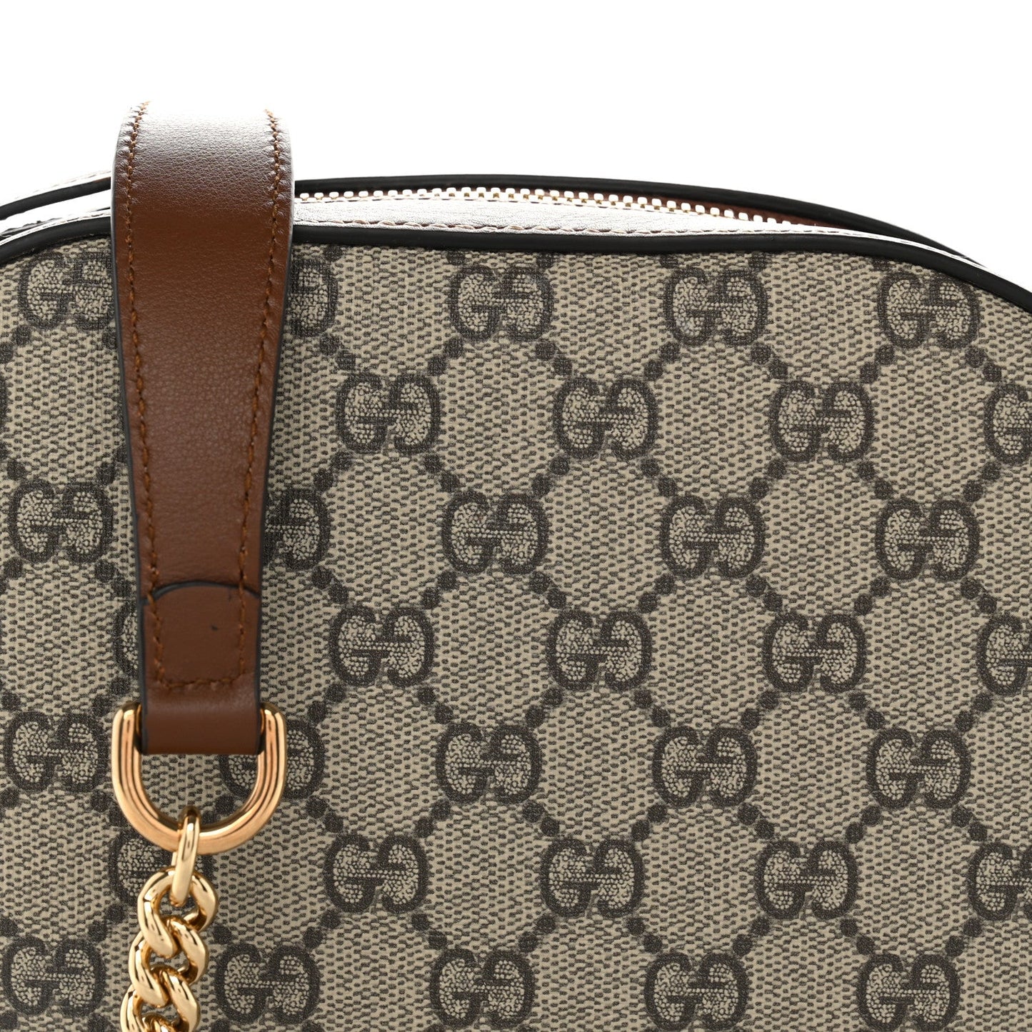 GG Supreme Monogram Cuoio Toscano Mini Chain Shoulder Bag Beige Ebony Cuir