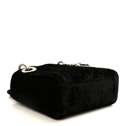 Velvet Crystal Mini Lady Dior Black
