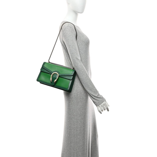Azalea Calfskin Enamel Small Dionysus Shoulder Bag New Shamarock Emerald Off White