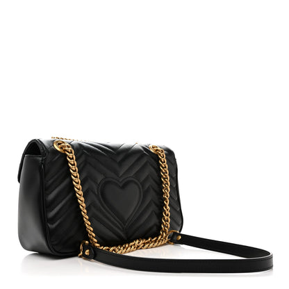 Calfskin Matelasse Small GG Marmont Shoulder Bag Black