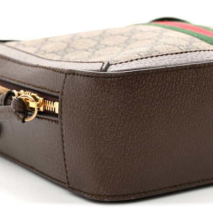GG Supreme Monogram Web Small Ophidia Top Handle Shoulder Bag Brown