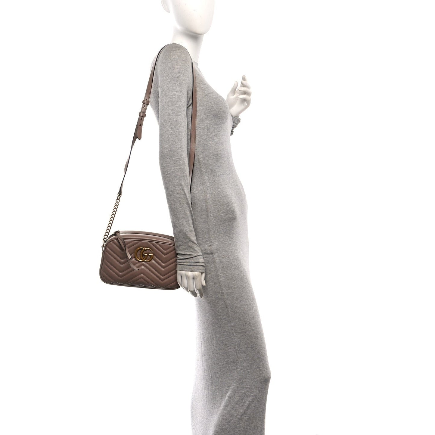 Calfskin Matelasse Small GG Marmont Chain Shoulder Bag Porcelain Rose