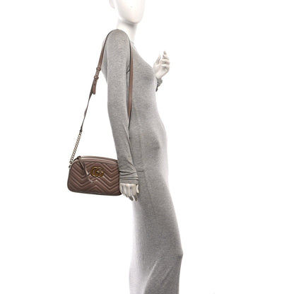 Calfskin Matelasse Small GG Marmont Chain Shoulder Bag Porcelain Rose