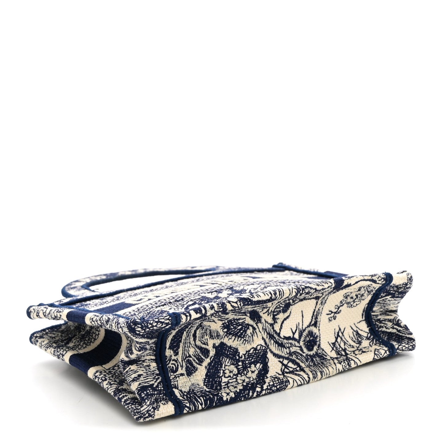 Canvas Embroidered Mini Toile De Jouy Book Tote Blue