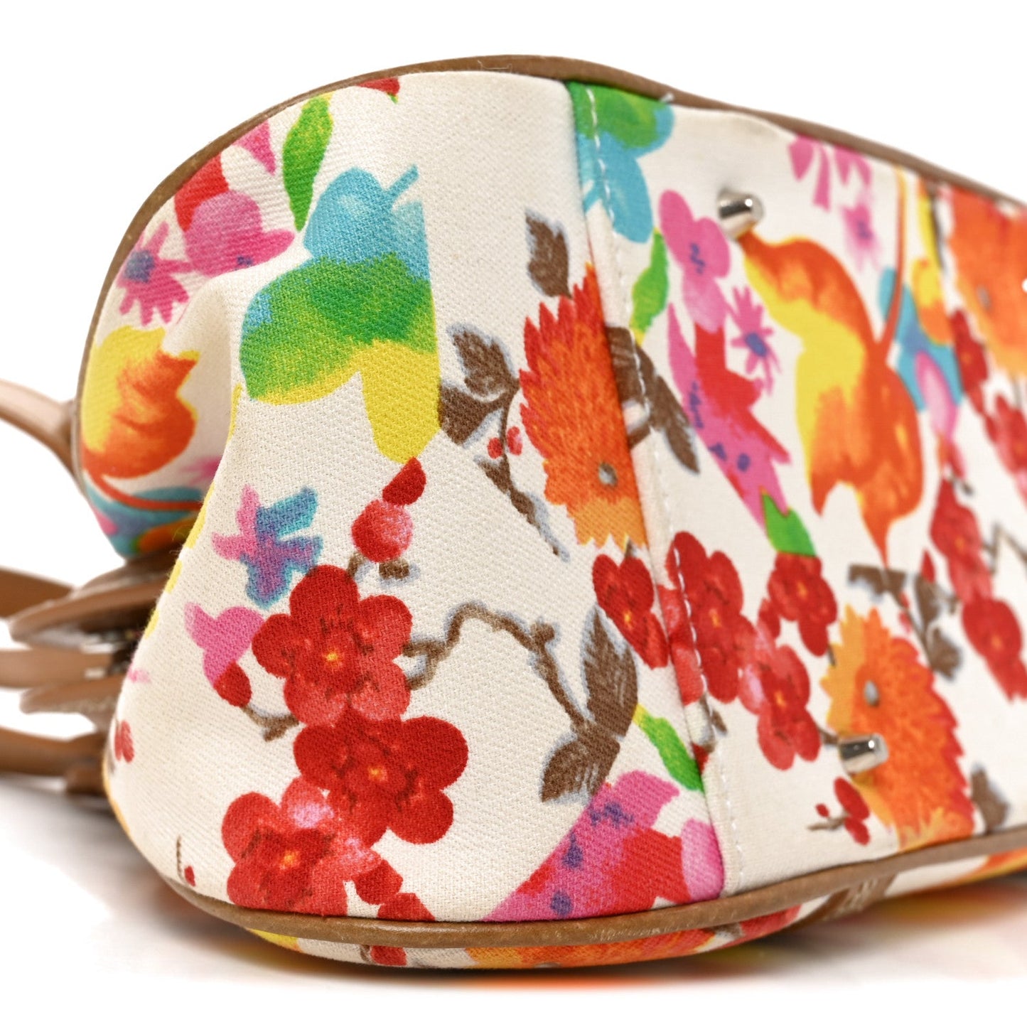 Canvas Floral Print Detective Satchel Multicolor