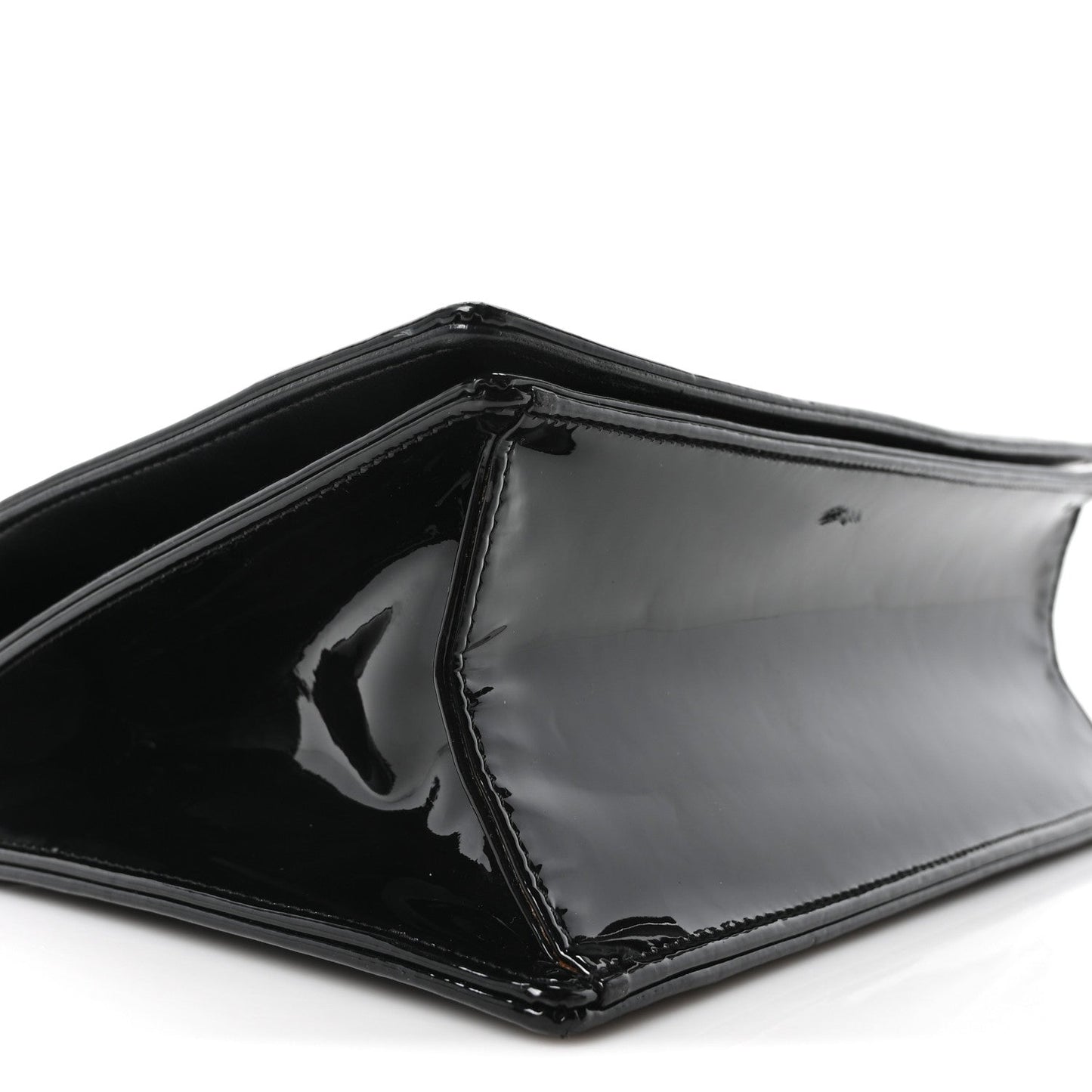Patent Medium Diorama Flap Bag Black