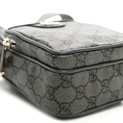 GG Supreme Monogram Textured Dollar Calfskin Mini Ophidia Messenger Grey Black Graphite Grey