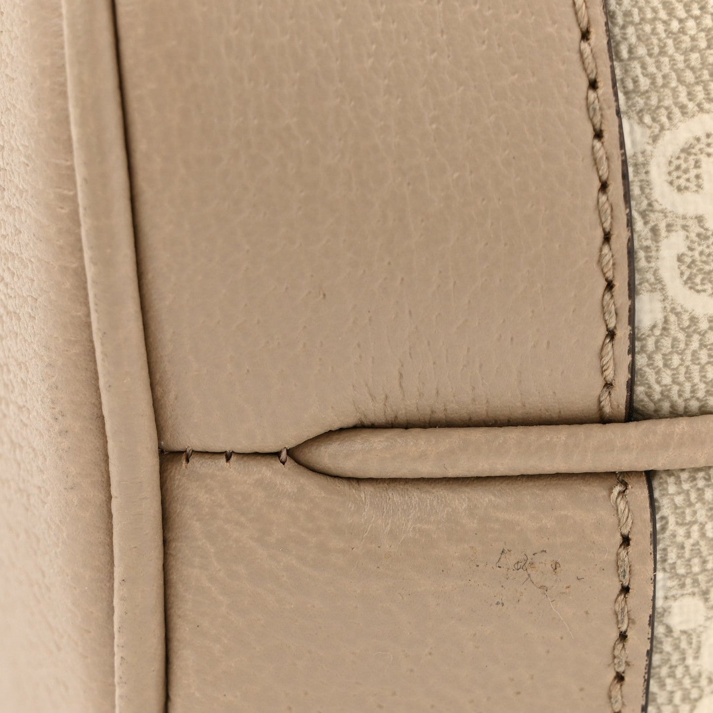 GG Supreme Monogram Textured Dollar Calfskin Web Mini Chain Drawstring Backpack Beige Mystic White Oatmeal