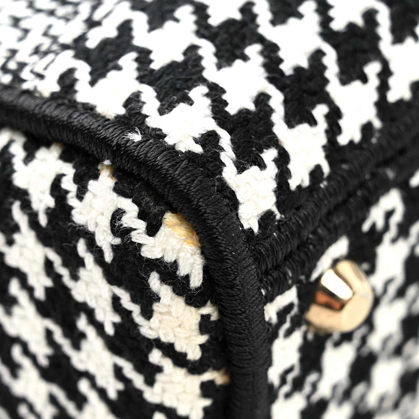 Canvas Houndstooth Embroidered Mini Lady D-Lite Black White