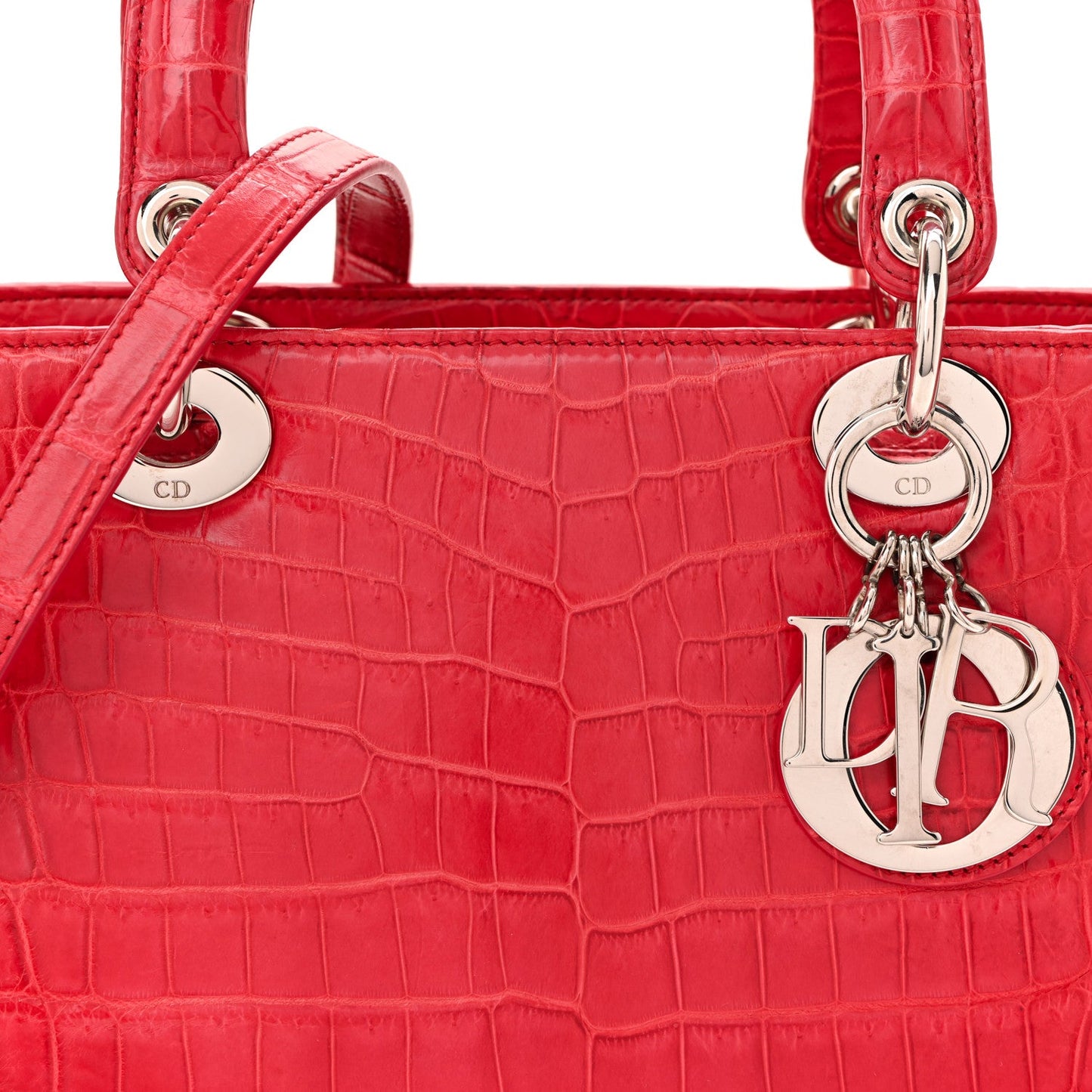 Alligator Medium Lady Dior Red