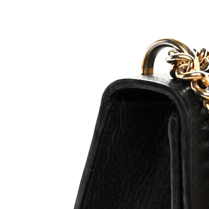 Grained Calfskin Bee Star Small Padlock Shoulder Bag Black