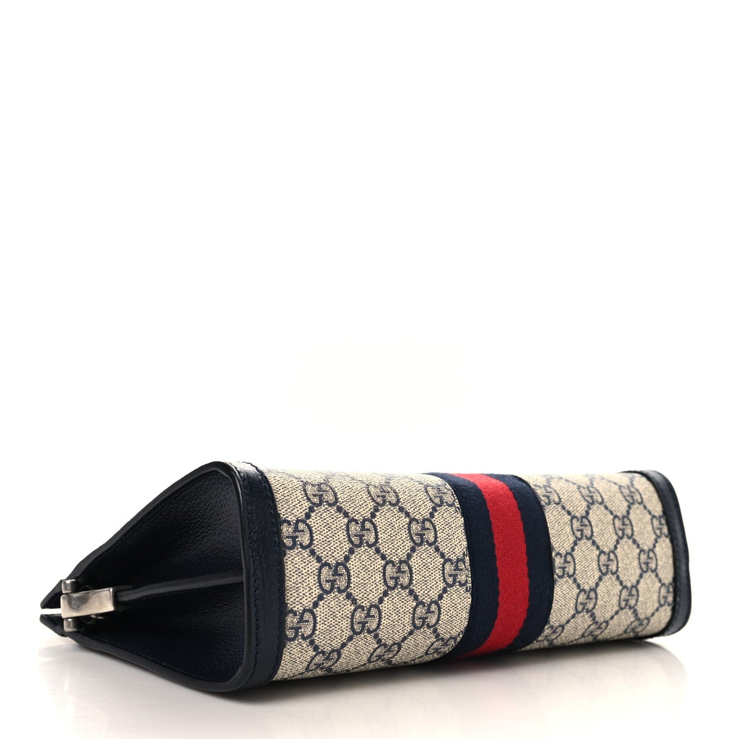 GG Supreme Monogram Textured Dollar Calfskin Web Small Ophidia Chain Shoulder Bag Beige Blue