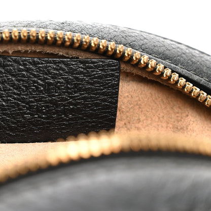 Grained Calfskin Web Mini Ophidia Round Shoulder Bag Black