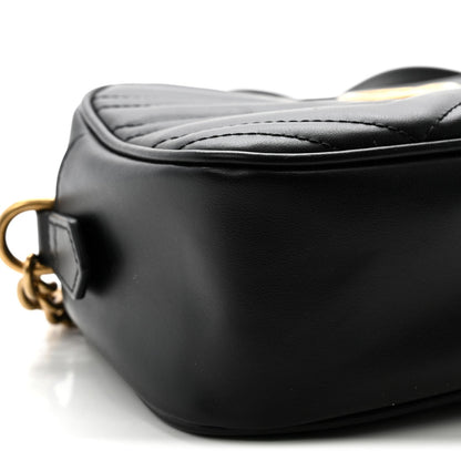 Calfskin Matelasse Small GG Marmont Chain Shoulder Bag Black