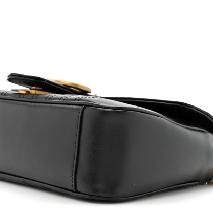 Calfskin Matelasse Small GG Marmont Shoulder Bag Black