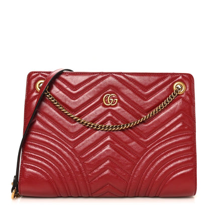 Azalea Calfskin Matelasse Heart Medium GG Marmont Slim Shoulder Bag Romantic Cerise