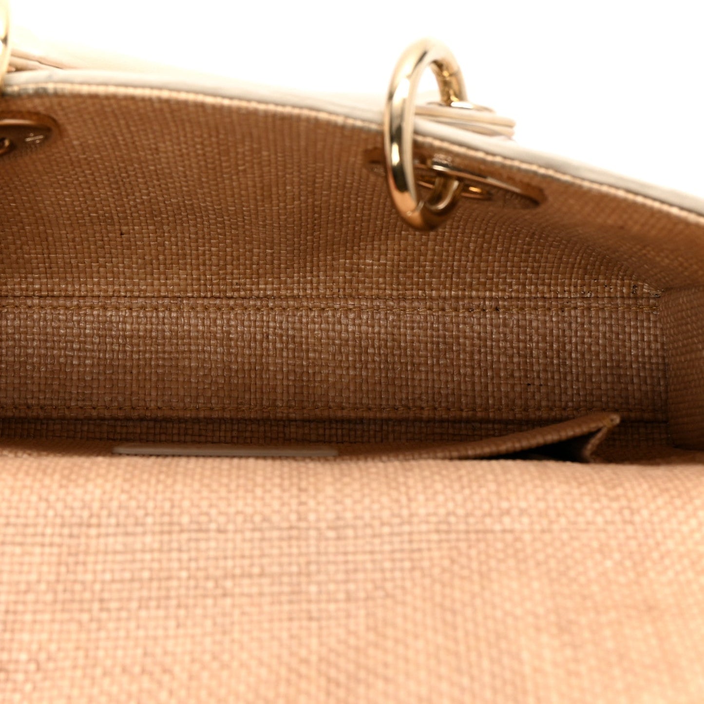 Raffia Macro Cannage Small Lady D-Joy Latte