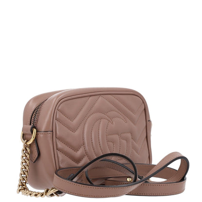 Calfskin Matelasse Mini GG Marmont Chain Shoulder Bag Porcelain Rose