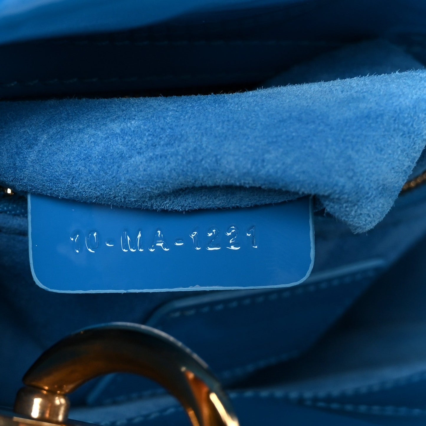 Patent Cannage Mini Lady Dior Blue