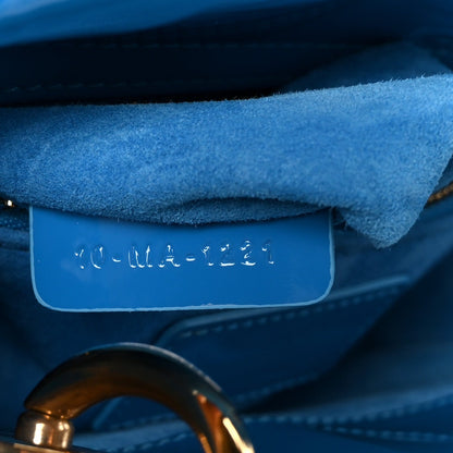 Patent Cannage Mini Lady Dior Blue