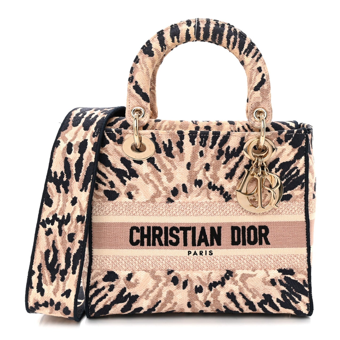 Canvas Embroidered Medium Tie And Dior Lady D-Lite Multicolor