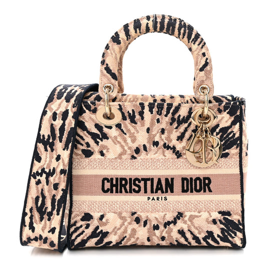 Canvas Embroidered Medium Tie And Dior Lady D-Lite Multicolor