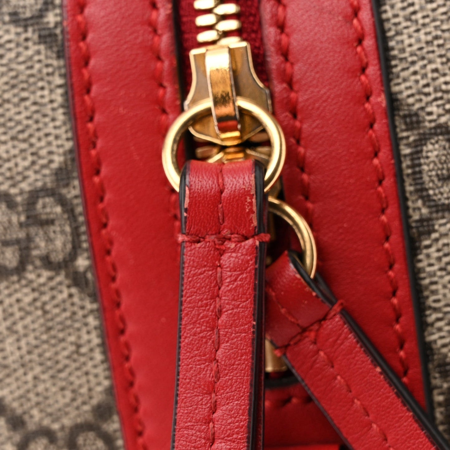 GG Supreme Monogram Kingsnake Heart Embroidered Medium Boston Hibiscus Red
