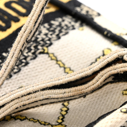 Canvas Embroidered Pixel Zodiac Mini Book Tote Phone Bag Latte Multicolor