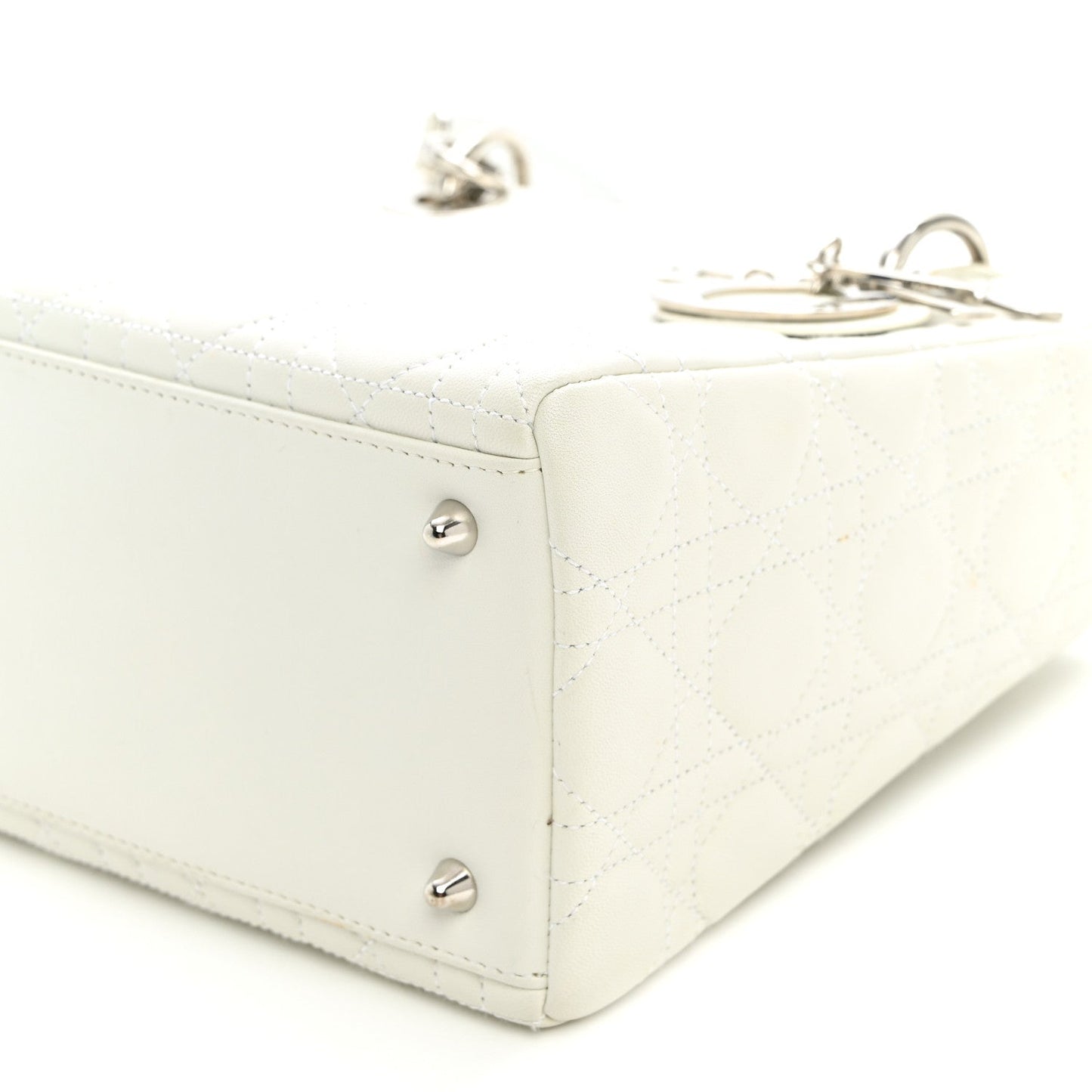 Lambskin Cannage Medium Lady Dior White