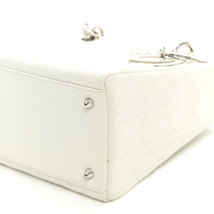 Lambskin Cannage Medium Lady Dior White