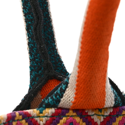 Canvas Embroidered Large Mexican Crafts Book Tote Orange Multicolor
