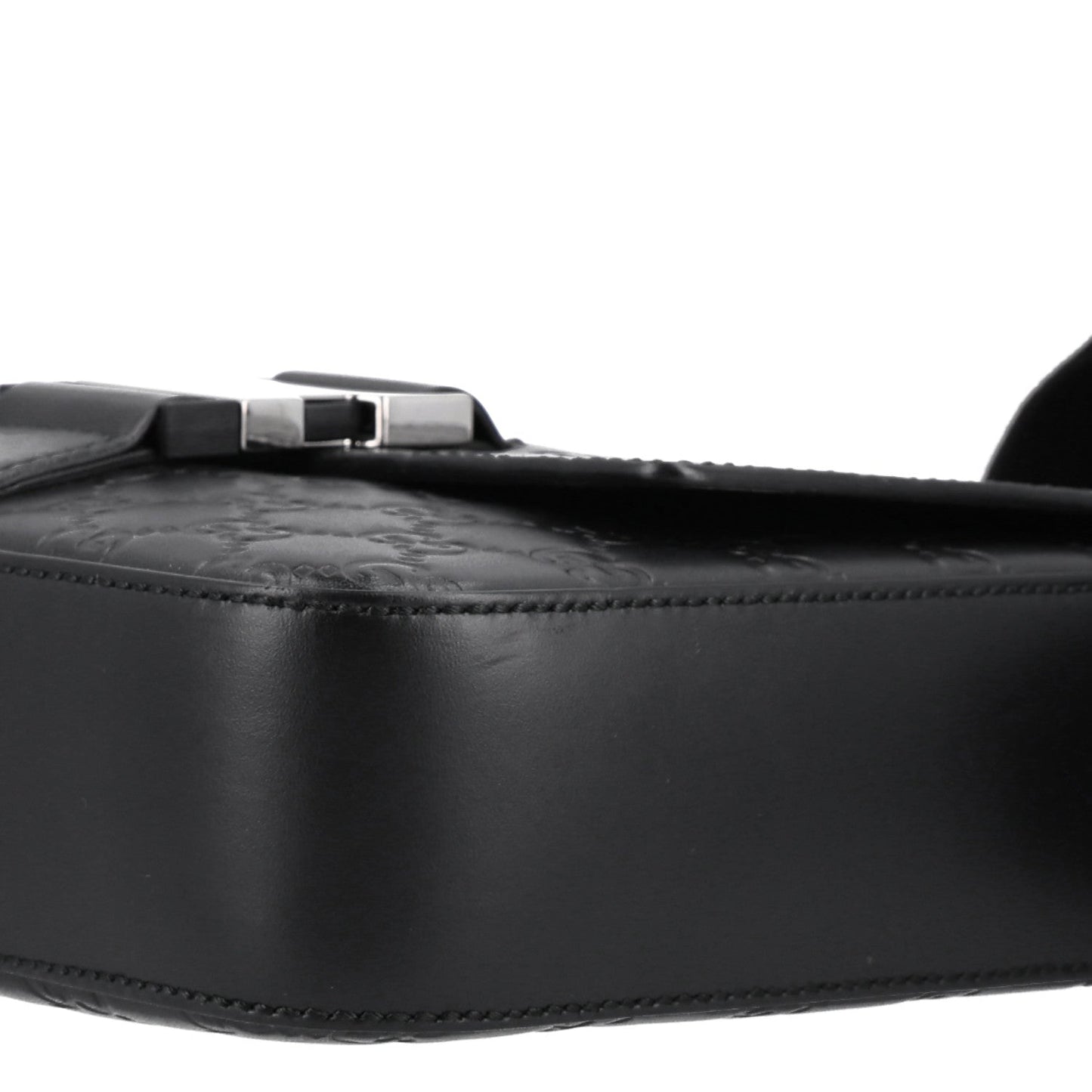 Guccissima Signature Single Buckle Flap Messenger Bag Black