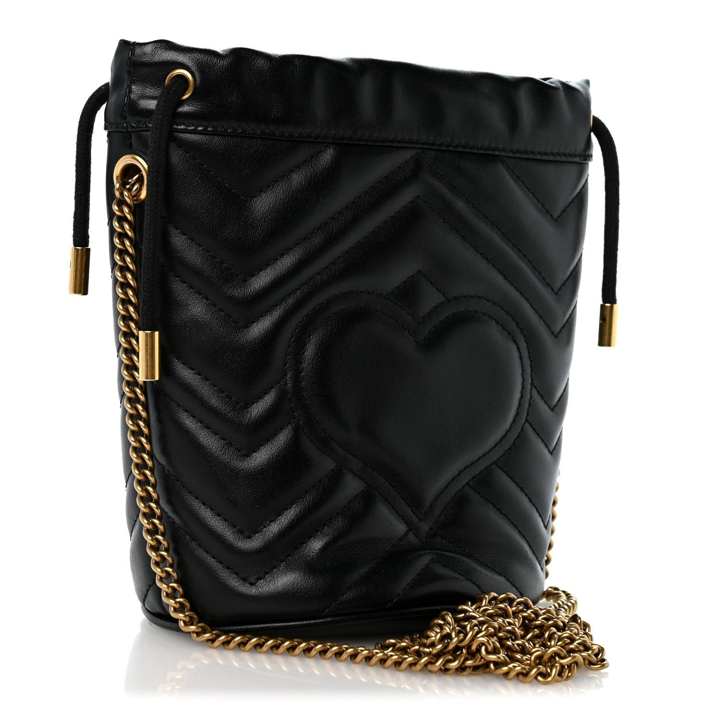 Calfskin Matelasse Mini GG Marmont 2.0 Bucket Bag Black
