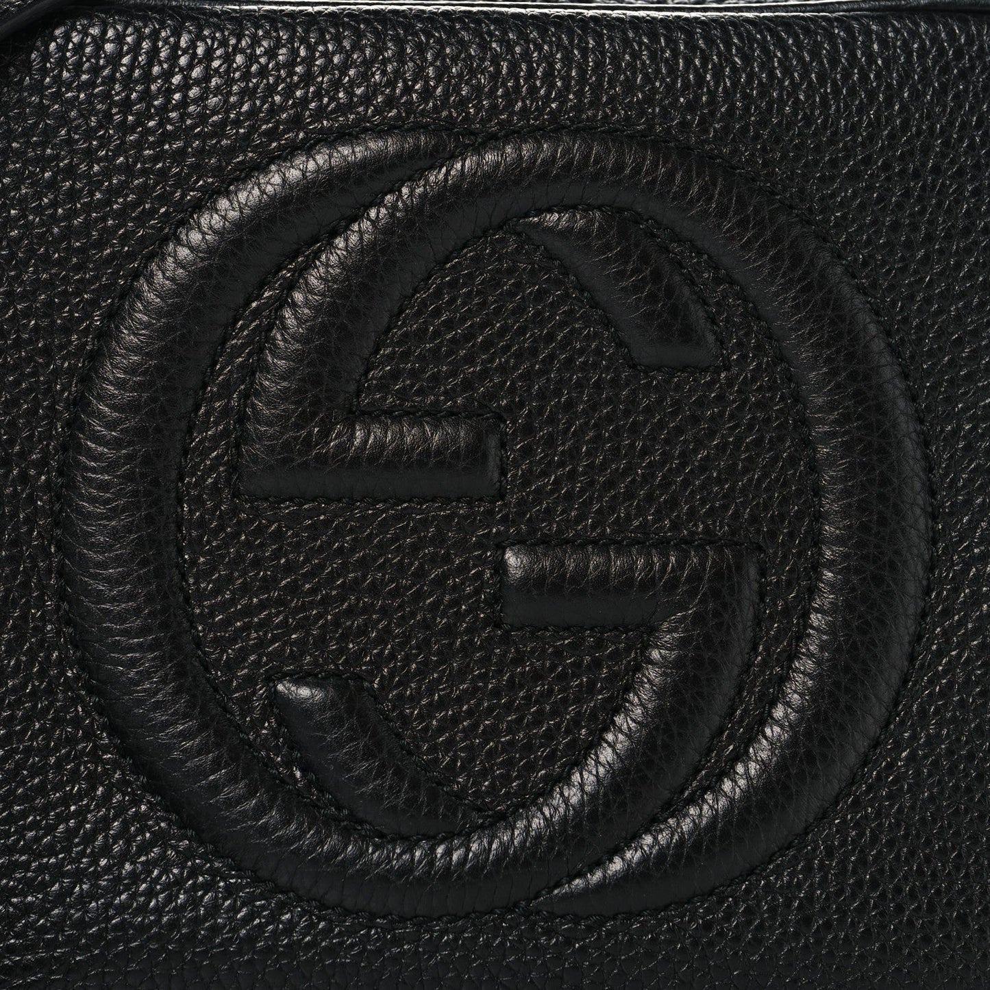 Pebbled Calfskin Small Soho Disco Bag Black