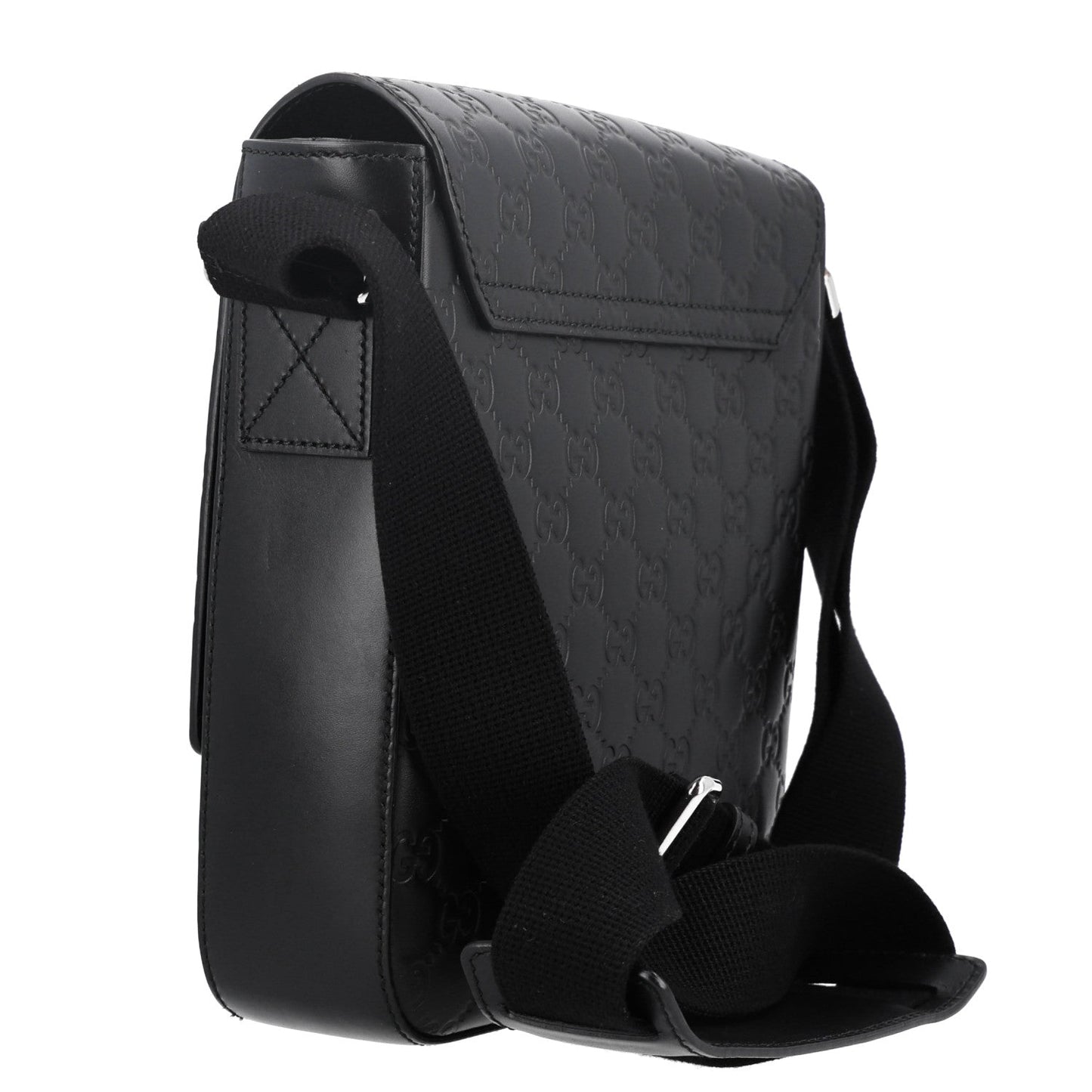 Guccissima Signature Single Buckle Flap Messenger Bag Black