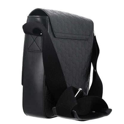 Guccissima Signature Single Buckle Flap Messenger Bag Black