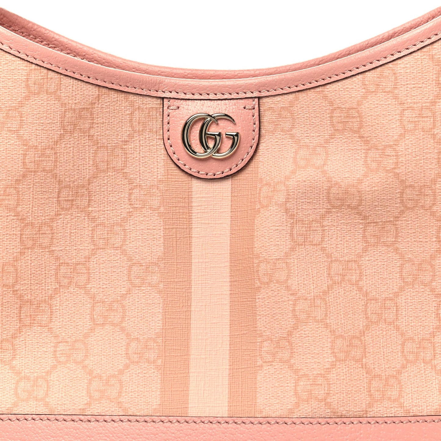 GG Supreme Monogram Textured Dollar Calfskin Web Small Ophidia Bucket Shoulder Bag Rose Pink