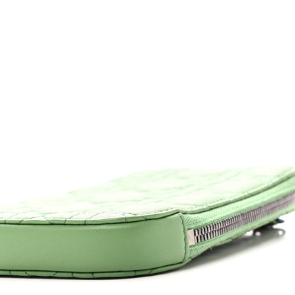 Lambskin Cannage Lady Dior Phone Holder Jade Green